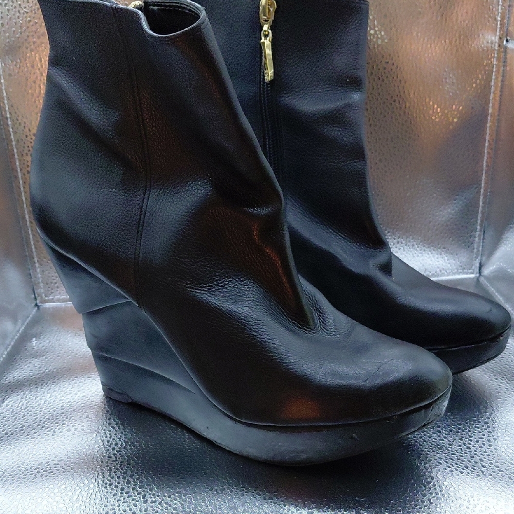 Diane Von Furstenberg Black Wedge Boots